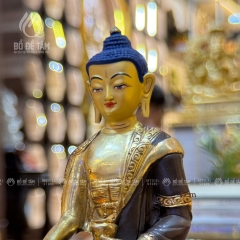 Tượng Phật Thích Ca Mâu Ni Đồng Mạ Vàng 21cm Nepal