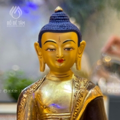 Tượng Phật Thích Ca Mâu Ni Đồng Mạ Vàng 21cm Nepal