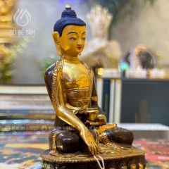 Tượng Phật Thích Ca Mâu Ni Đồng Mạ Vàng 21cm Nepal