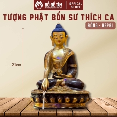 Tượng Phật Thích Ca Mâu Ni Đồng Mạ Vàng 21cm Nepal