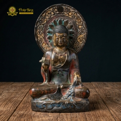 Tượng Phật Thích Ca Đá Xanh Nguyên Khối Xưa Sưu Tầm 70cm