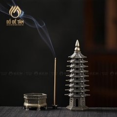 Lư Đốt Trầm Tháp Văn Xương 9 Tầng | Hợp Kim Sơn Giả Cổ | Trang Trí Phòng Thờ – Học Tập – Phong Thủy