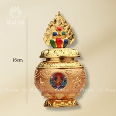 Bảo Bình Hợp Kim Tráng Men Khắc Bát Bảo Cát Tường Có Đỉnh