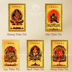 Thẻ Đồng Ngũ Bộ Thần Tài Mật Tông Siêu Thị Bồ Đề Tâm - Tài Lộc, Hộ Mệnh, Bình An - Mạ Vàng