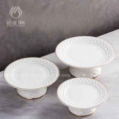 Bộ Thờ Cúng Gốm Sứ Trắng Tráng Men (Họa Tiết Kim Cương) | Siêu Thị Bồ Đề Tâm