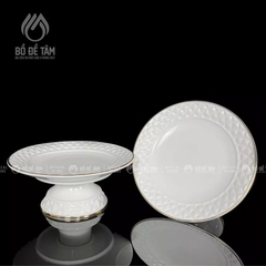 [COMBO] Trọn Bộ Thờ Cúng Gốm Sứ Trắng Tráng Men Họa Tiết Kim Cương