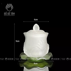 Bộ Thờ Cúng (Lư, Bình, Dĩa, Chum) Lưu Ly Hoa Sen Trắng | Siêu Thị Bồ Đề Tâm