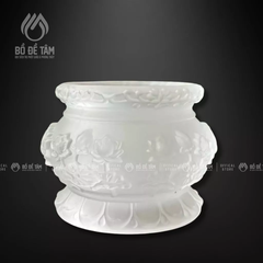 Bộ Thờ Cúng (Lư, Bình, Dĩa, Chum) Lưu Ly Hoa Sen Trắng | Siêu Thị Bồ Đề Tâm