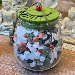 Hũ Đá Thạch Anh Ngũ Sắc (1.3kg) - Tụ Khí Vượng, Trấn Trạch