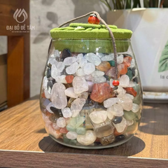 Hũ Đá Thạch Anh Ngũ Sắc (1.3kg) - Tụ Khí Vượng, Trấn Trạch