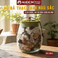 Hũ Đá Thạch Anh Ngũ Sắc (1.3kg) - Tụ Khí Vượng, Trấn Trạch