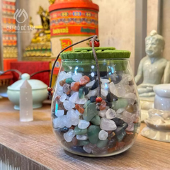 Hũ Đá Thạch Anh Ngũ Sắc (1.3kg) - Tụ Khí Vượng, Trấn Trạch