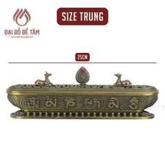 Lư Xông Trầm Nằm Ngang Song Lộc Họa Tiết Bát Bảo Cát Tường