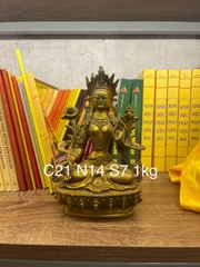 Tượng Đức Phật Mẫu Tara trắng đồng Đài Loan (21x14x7cm - 1kg)