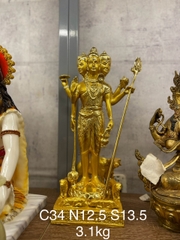 Tượng Đức Shiva - Vishnu - Bhrama trimurti tam diện đồng mạ vàng 40cm