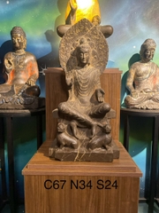 Tượng Phật Thích Ca Ấn Tiếp Dẫn Đá Xanh Độc Bản 67cm