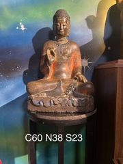 Tượng Phật Thích Ca Ấn Giáo Hóa Đá Xanh Đồ Xưa 60cm