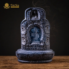 Tôn Tượng Hộ Pháp Mahakala gau gỗ xưa Nepal 35cm
