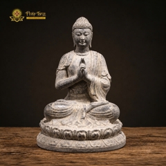 Tượng Đức Đại Nhật Như Lai đá xanh nguyên khối sưu tầm 60cm