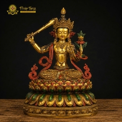 Tượng Đức Văn Thù Sư Lợi đồng Pháp Lam 32cm