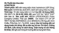 ACNOTIN 20mg (3vĩ x 10v/Hộp) - Isotretinoin USP 20mg