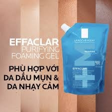 LAROCHE-POSAY Gel Rửa Mặt Tạo Bọt Làm Sạch & Giảm Nhờn Cho Da Dầu Nhạy Cảm - EFFACLAR FOAMING GEL REFILL (400ml)