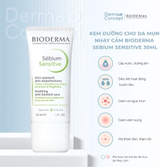 BIODERMA Kem Dưỡng Ẩm Dành Cho Da Mụn & Nhạy Cảm - SEBIUM SENSITIVE (30ml)