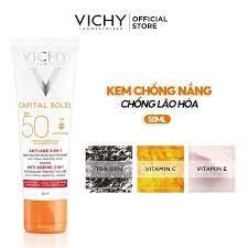VICHY Kem Chống Nắng Chống Lão Hóa - CAPITAL SOLEIL ANTI- AGEING 3IN1 SPF50+ (50ml)