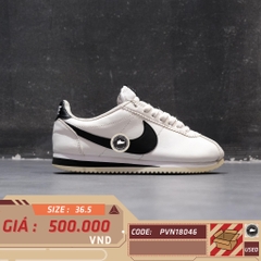 GIÀY NIKE CLASSIC CORTEZ LEATHER 'WHITE BLACK' 807471-101 SIZE 36.5 - GIÀY 2HAND CHÍNH HÃNG