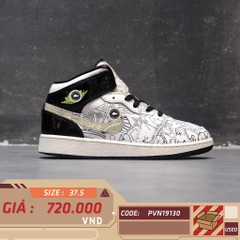 JORDAN 1 MID SE WHITE BLACK GRAFFITI DC4099-100 SIZE 37.5 GIÀY 2HAND CHÍNH HÃNG