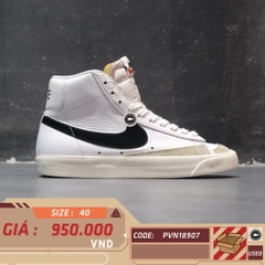 NIKE BLAZER MID '77 VINTAGE 'WHITE BLACK' BQ6806-100 SIZE 40 GIÀY 2HAND CHÍNH HÃNG