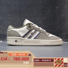 ADIDAS RIVALRY LOW 'CORE WHITE GREY GREEN' IG3849 SIZE 43 1/3 GIÀY 2HAND CHÍNH HÃNG