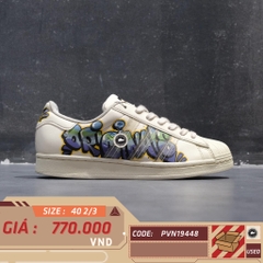 ADIDAS SUPERSTAR WHITE PURPLE GREEN – GW4443 SIZE 40 2/3 – GIÀY 2HAND CHÍNH HÃNG