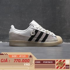ADIDAS SUPERSTAR 'WHITE LIGHT CHARCOAL' FX5565 SIZE 41 1/3 GIÀY 2HAND CHÍNH HÃNG PVN19615