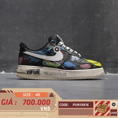 CUSTOM NIKE AIR FORCE 1 '07 AN20 BLACK WHITE CJ0952-001 SIZE 40 GIÀY 2HAND CHÍNH HÃNG PVN19816