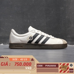 ADIDAS VL COURT 2.0 'CREAM WHITE / CORE BLACK / GUM' JI0497 SIZE 43 1/3 GIÀY 2HAND CHÍNH HÃNG PVN20056