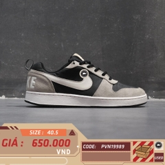 NIKE COURT BOROUGH LOW PREMIUM 'BLACK GREY SAIL' 844881-005 SIZE 40.5 GIÀY 2HAND CHÍNH HÃNG PVN19989