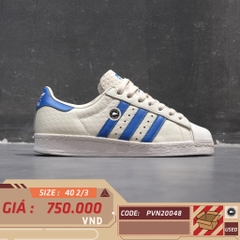 ADIDAS SUPERSTAR 82 “WHITE / BLUE BIRD / OFF WHITE” HQ6750 SIZE 40 2/3 GIÀY 2HAND CHÍNH HÃNG PVN20048