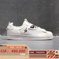 ADIDAS SUPERSTAR SLIP-ON 'TREFOIL BAND - WHITE BLACK' GZ8399 SIZE 37 1/3 GIÀY 2HAND CHÍNH HÃNG PVN20976