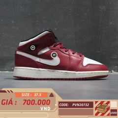 AIR JORDAN 1 RETRO MID GS 'GYM RED WHITE' 554725 605 SIZE 37.5 GIÀY 2HAND CHÍNH HÃNG PVN20732
