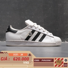 ADIDAS SUPERSTAR CLOUD WHITE CORE BLACK C77124 SIZE 38 GIÀY 2HAND CHÍNH HÃNG PVN20967