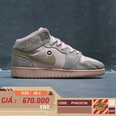 NIKE AIR JORDAN 1 MID SE (GS) 'CORAL STARDUST' BQ6931 600 SIZE 38.5 GIÀY 2HAND CHÍNH HÃNG PVN20736