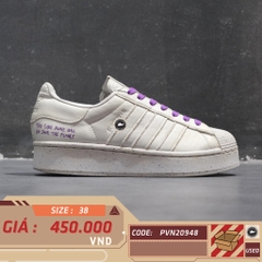 ADIDAS SUPERSTAR BOLD 'CLEAN CLASSICS COLLECTION - WHITE SHOCK PURPLE' FY0129 SIZE 38 GIÀY 2HAND CHÍNH HÃNG PVN20948