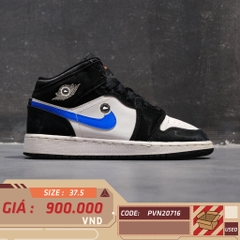 Air Jordan 1 Mid Black Racer Blue White (GS) 554725 084 SIZE 37.5 GIÀY 2HAND CHÍNH HÃNG PVN20716