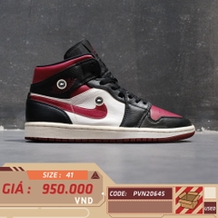 NIKE AIR JORDAN 1 MID 'BRED TOE' 554724 066 SIZE 41 GIÀY 2HAND CHÍNH HÃNG PVN20645