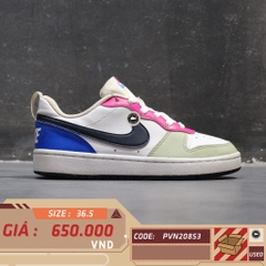 NIKE COURT BOROUGH LOW RECRAFT GS 'HONEYDEW PINK ULTRAMARINE' DV5456 108 SIZE 36.5 GIÀY 2HAND CHÍNH HÃNG PVN20853