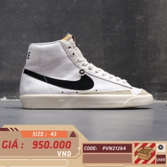NIKE BLAZER MID '77 VINTAGE 'WHITE BLACK' BQ6806-100 SIZE 43 GIÀY 2HAND CHÍNH HÃNG PVN21264