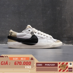 NIKE BLAZER LOW '77 JUMBO WHITE BLACK SAIL DQ1470-101 SIZE 40.5 GIÀY 2HAND CHÍNH HÃNG PVN21201