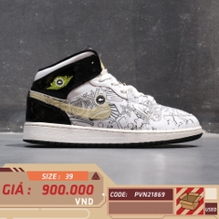 AIR JORDAN 1 MID SE 'DIY' (GS) DC4099 100 SIZE 39 GIÀY 2HAND CHÍNH HÃNG PVN21869