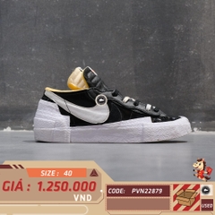 🔥 Nike Blazer Low Sacai Black Patent Leather – SIZE 40 – PVN22879 – CHÍNH HÃNG